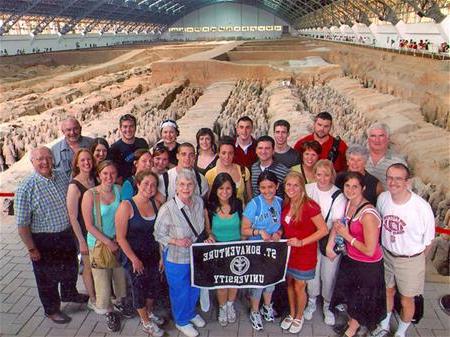 Students on a visit to the Terracotta Army excavation site in Shaanxi, China